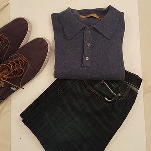 Mens 100% Cashmere Sweater With A Collar